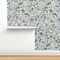 Vintage Blue Flowers Dusty Pretty Traditional Delicate Pastel Farmhouse Transitional Lemon Custom Removable Wallpaper by Spoonflower Peel & Stick Wallpaper 2FT Wide